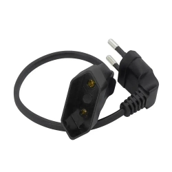 Европейский 2-контактный штекер к женскому кабелю адаптера питания Шнур с изгибом под углом 90 градусов Удлинительный кабель