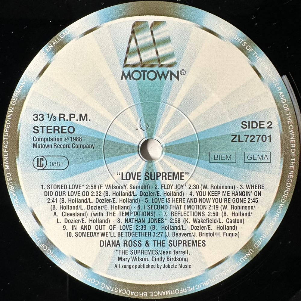 Diana Ross & The Supremes ‎– Love Supreme ( Германия 1988 г.)