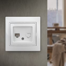 Розетка Intro Plano 1-303-01 информационная RJ45, IP20, СУ, белый