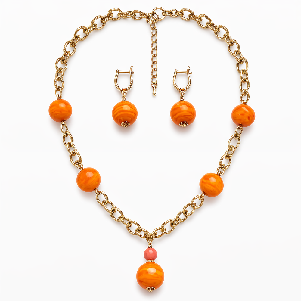 Комплект украшений из муранского стекла: колье, серьги