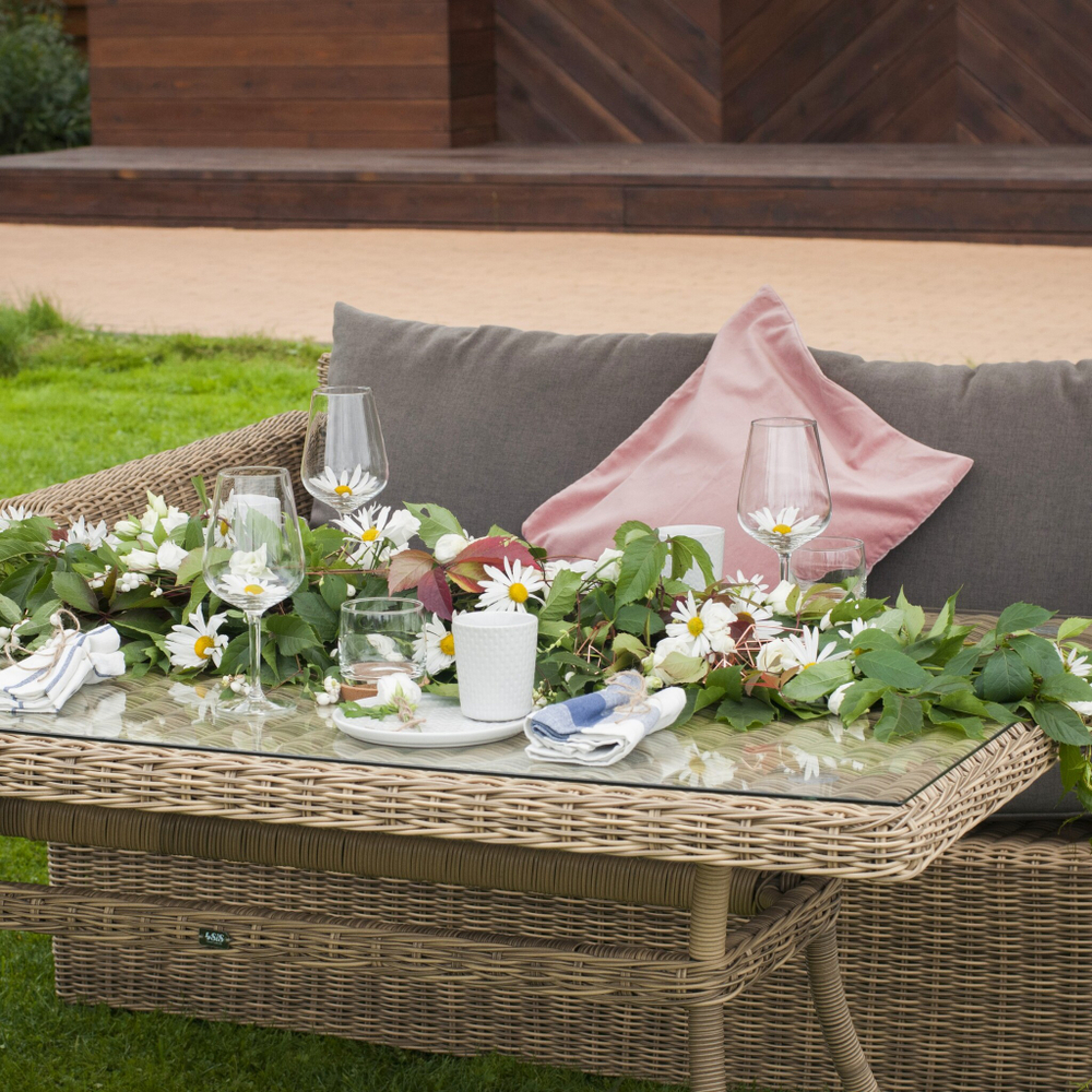 "Мокко" обеденная группа плетеная из ротанга, цвет соломенный