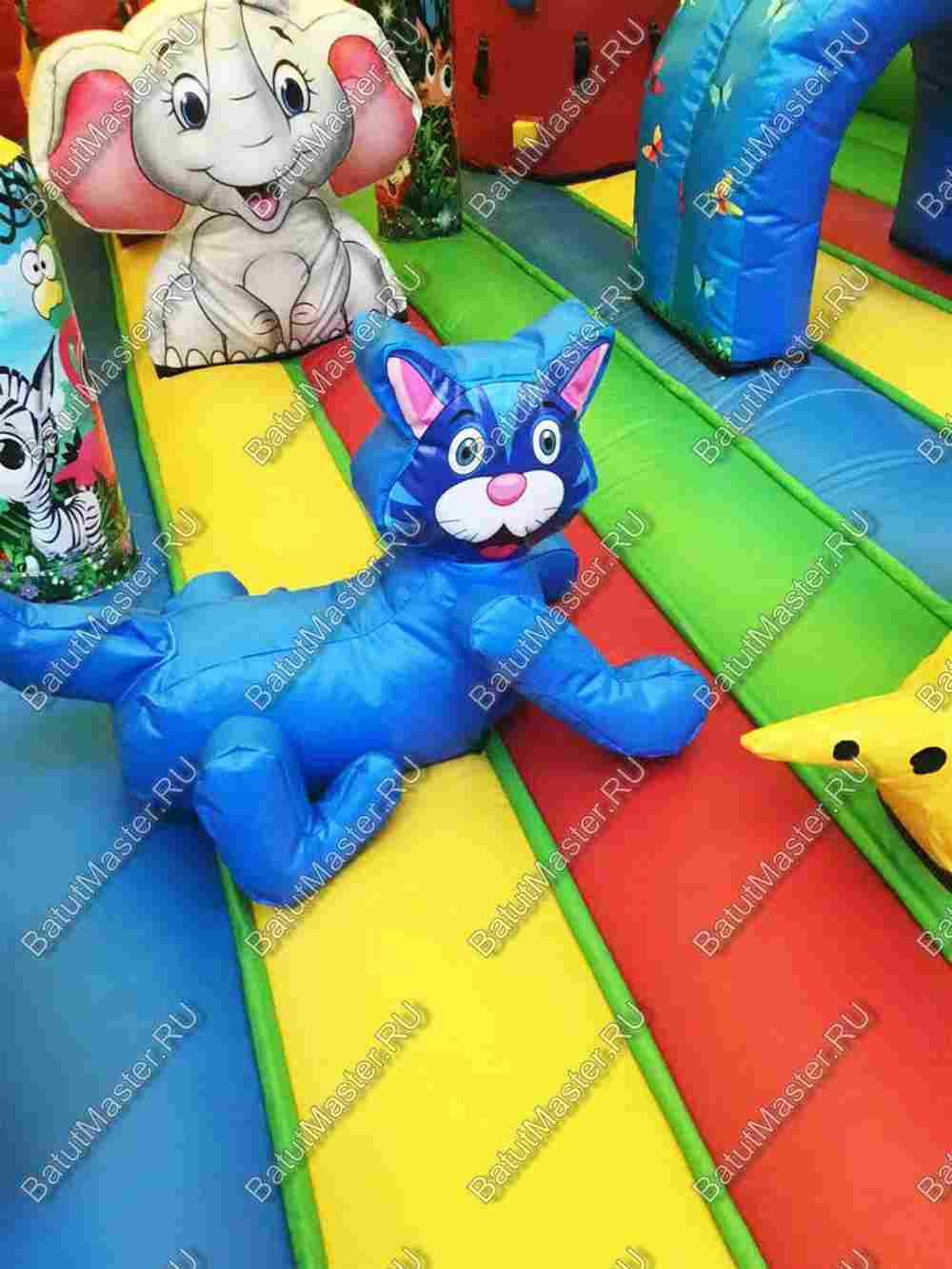 Надувной батут "Страна Сафария" с крышей и высокими горками 13*7*6 м