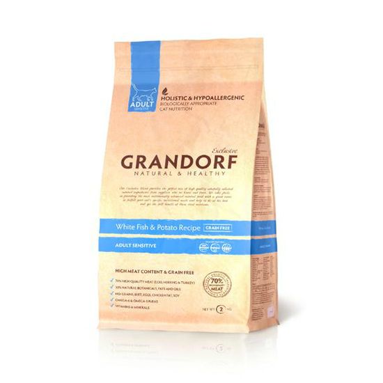 Grandorf Сухой корм для домашних кошек Белая рыба с Индейкой
