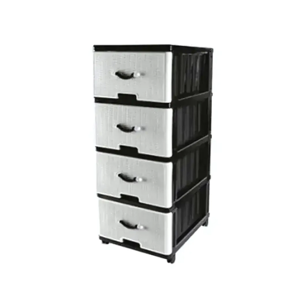 Комод 4-х секционный Панельный черно-белый