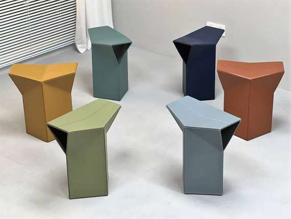 Табурет Atelier серо-голубая экокожа