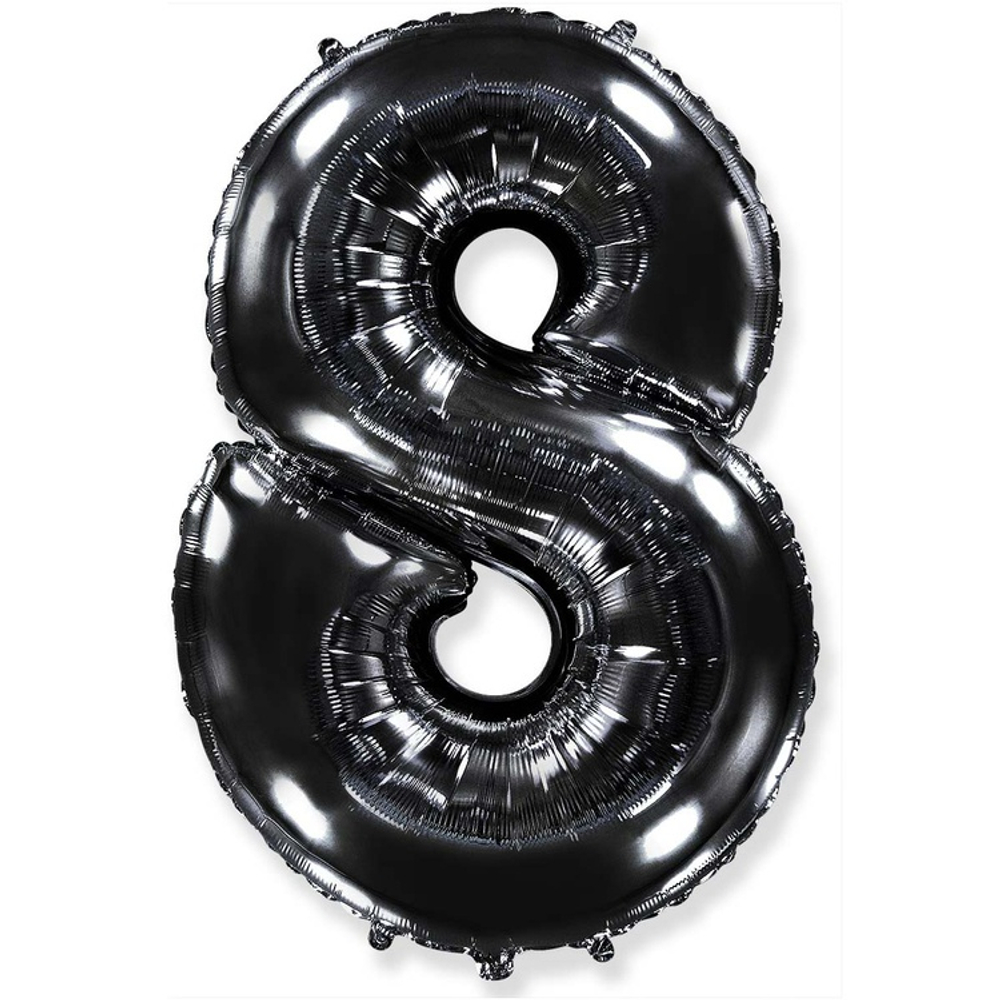 Шар фольгированный Цифра 8 101 см (Черный)