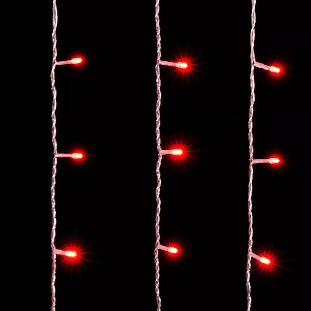 Светодиодный мерцающий занавес 2*3 м, 220V., 600 красных LED ламп, прозрачный ПВХ, Beauty Led (PCL602BL-10-2R)