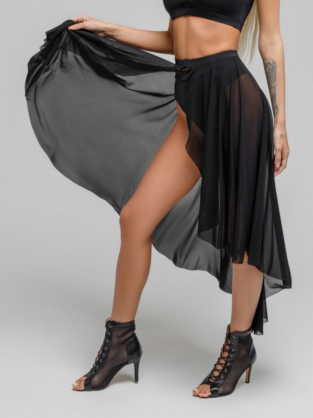 Pareo Skirt Crystal, Black mesh