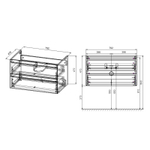 База под раковину Luka 800 подвесная, 2 выкатных ящика soft-close, С.Oak