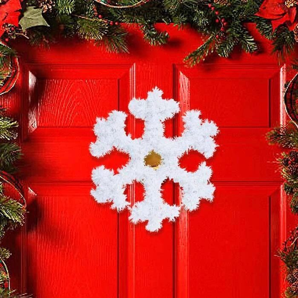 Снежинка мишура подвесная белая 30 см