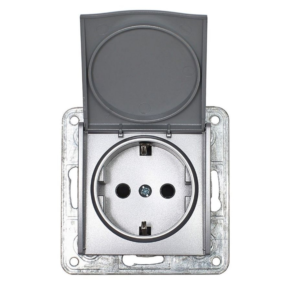 Розетка 1-я с з/к и крышкой Profitec Tesla Серебро