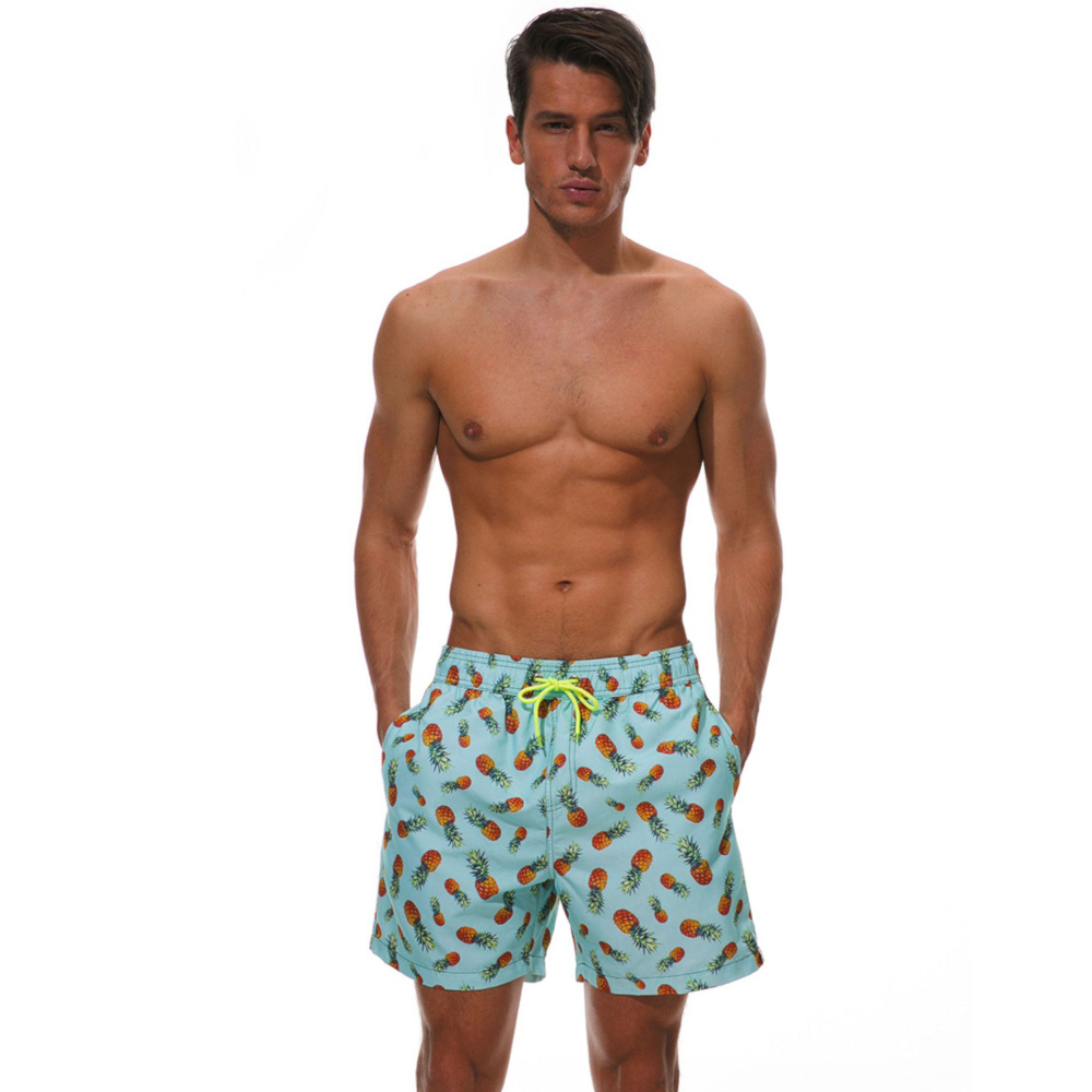 Голубые пляжные шорты с ананасами (Размер: XXXL) (Цвет: голубой)