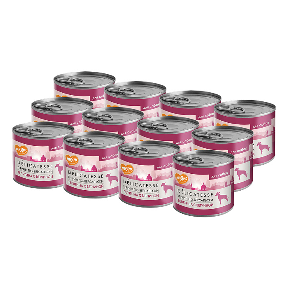 Влажный корм Мнямс Деликатес Паштет из телятины с ветчиной для собак всех пород "Террин по-версальски" 200 г