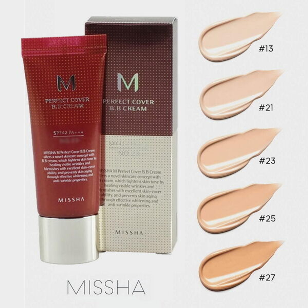ВВ крем Missha Perfect Cover SPF42/PA+++ (№13 - Очень светлый беж), 20 мл
