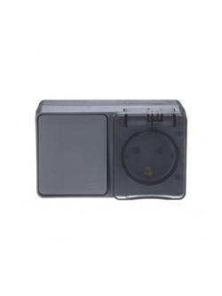 Блок ОП AtlasDesign PROFI IP54 (розетка 1-м 16А заземл. защ. шторки + 1-кл. выключатель 10А) антрацит SE ATN544070