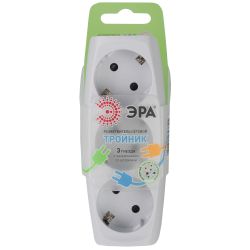 Разветвитель электрический ЭРА SP-3e-W на 3 розетки c заземлением со шторками 16А белый