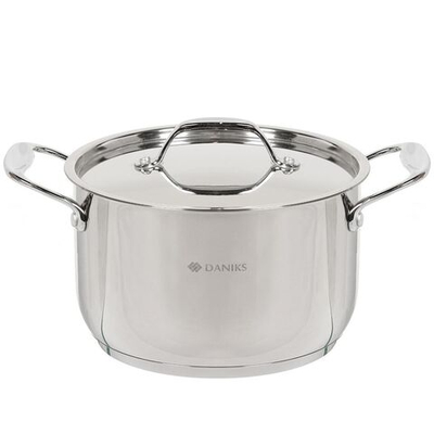 Кастрюля нерж, 3.8 л, с крыш, Daniks, Профессионал, SD-A92-20, индукц