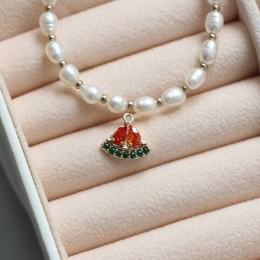 Подвеска с фианитами Арбуз 11*11 мм, позолота, П098