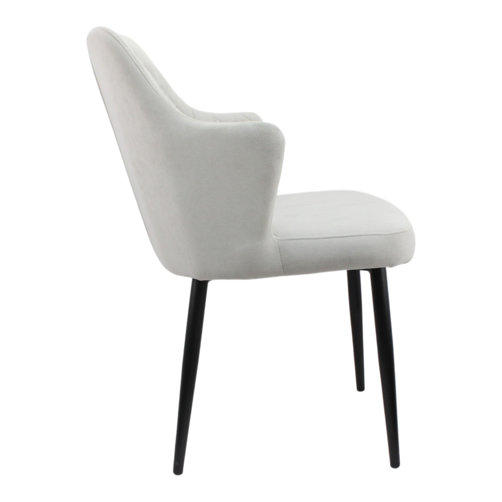 Стул "Хант" (арт. 345), велюр Бренди В20 светло-серый, ножки круглые черные.