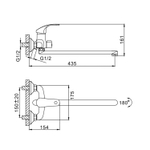 Смеситель для ванны и раковины 35к F2236 FRAP (L-излив, хром, латунь)