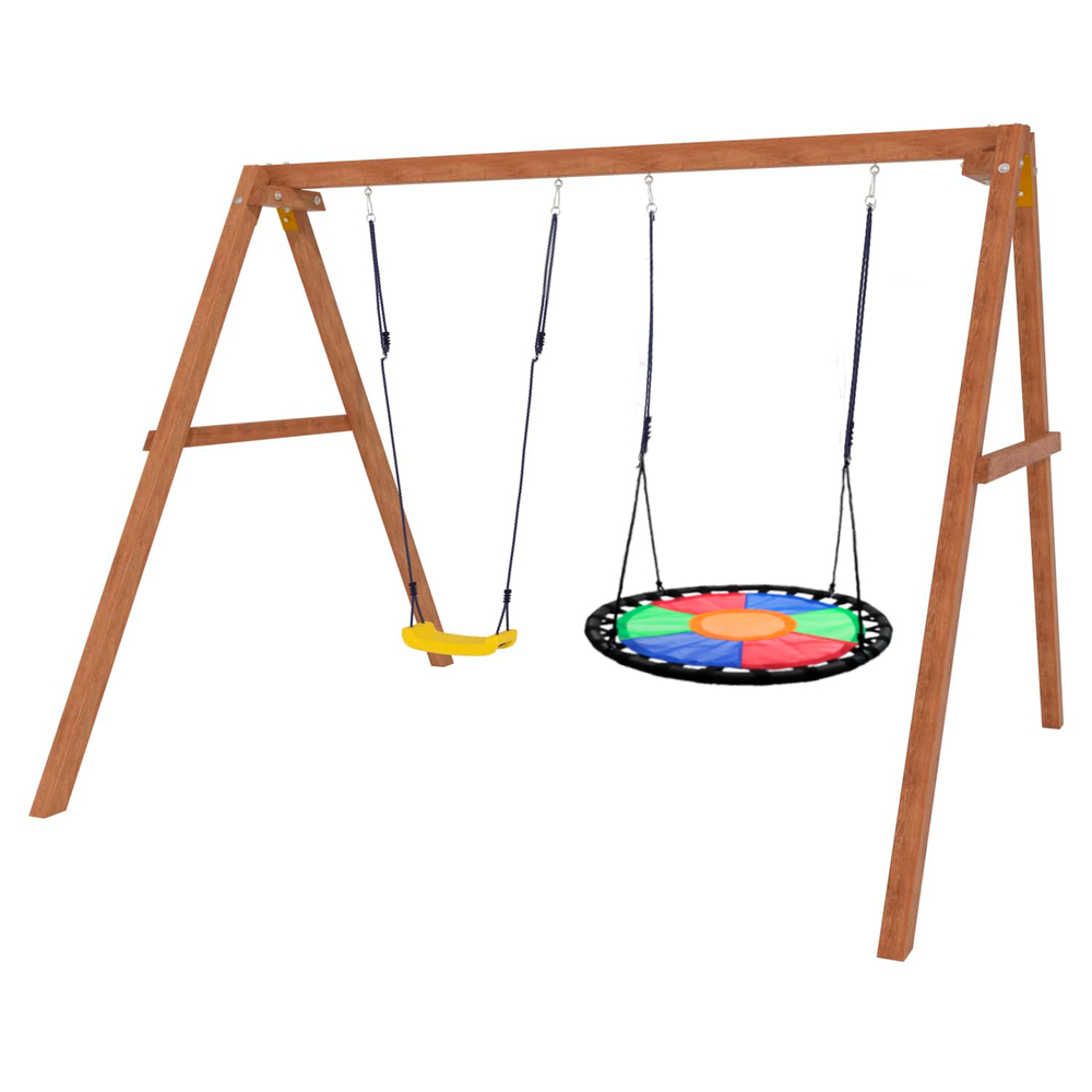 Деревянные качели с разноцветным гнездом Свиби