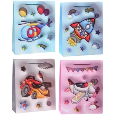 Пакет подарочный «Самолет» 26*32*10 см, микс