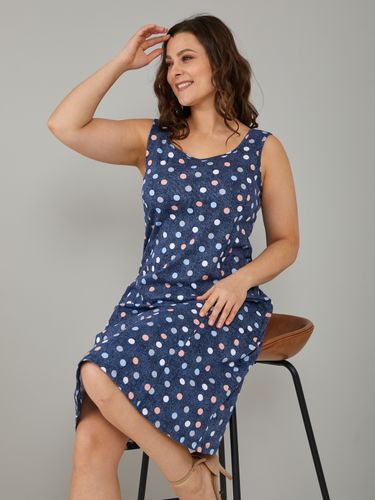 Платье П-012/джинс-цветныегорошки