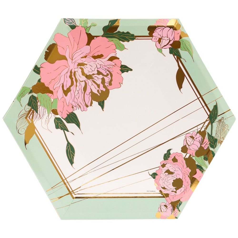 Тарелки бумажные фактурные «Пионы», 23 см, 6шт