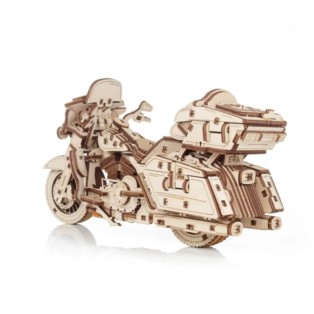 Мотоцикл байк Туринг (EWA) - Деревянный конструктор, сборная механическая модель, 3D пазл
