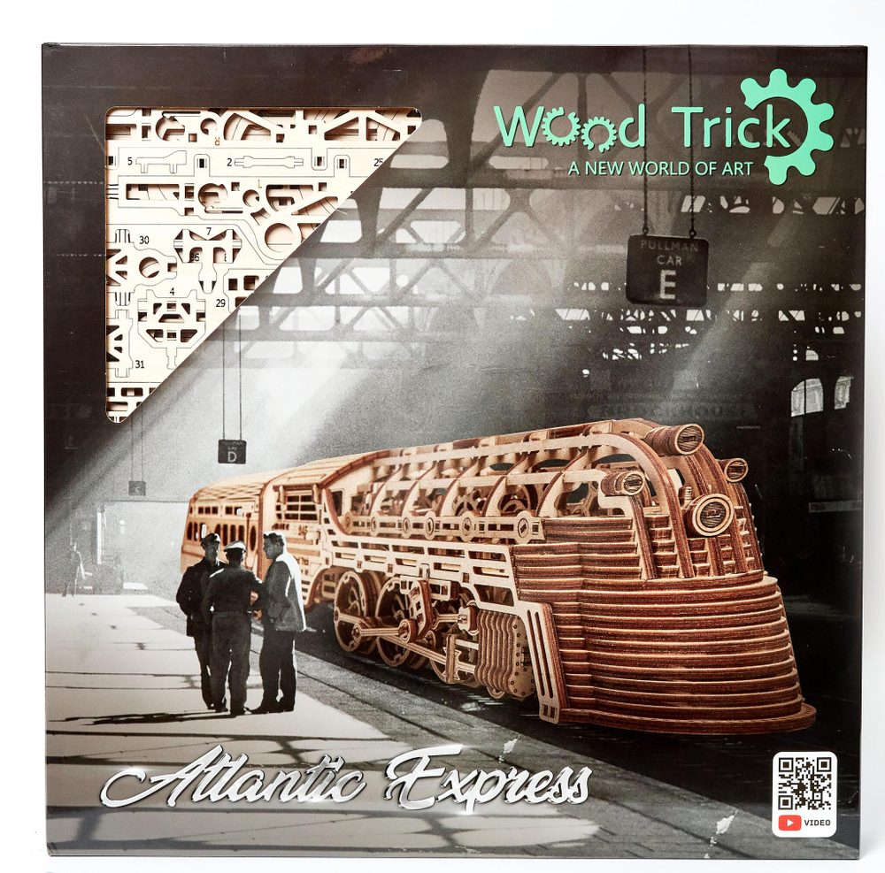 Механическая деревянная сборная модель Wood Trick Поезд Атлантический экспресс