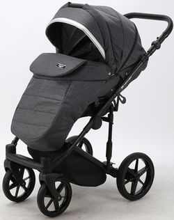 Детская коляска Adamex Rimini 2 в 1 RI93-TIP Т.СЕР+Т.СЕР.КОЖА+СЕРЕБР.ОТДЕЛКА