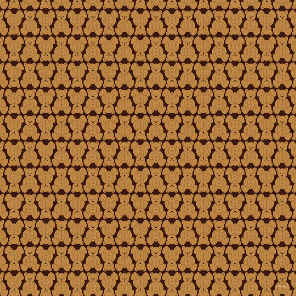 Шаль 120*120см, ТЭДДИ на чёрном