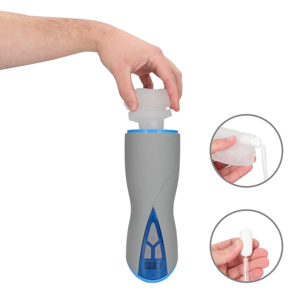 Интерактивный мастурбатор Eloa с вакуумом и вибрацией (Цвет: серый)