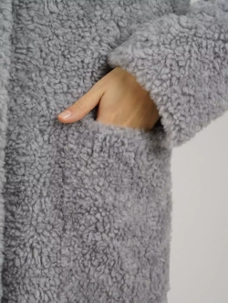 Шуба женская чебурашка тедди пальто из шерсти мериноса, серый, SilverFox