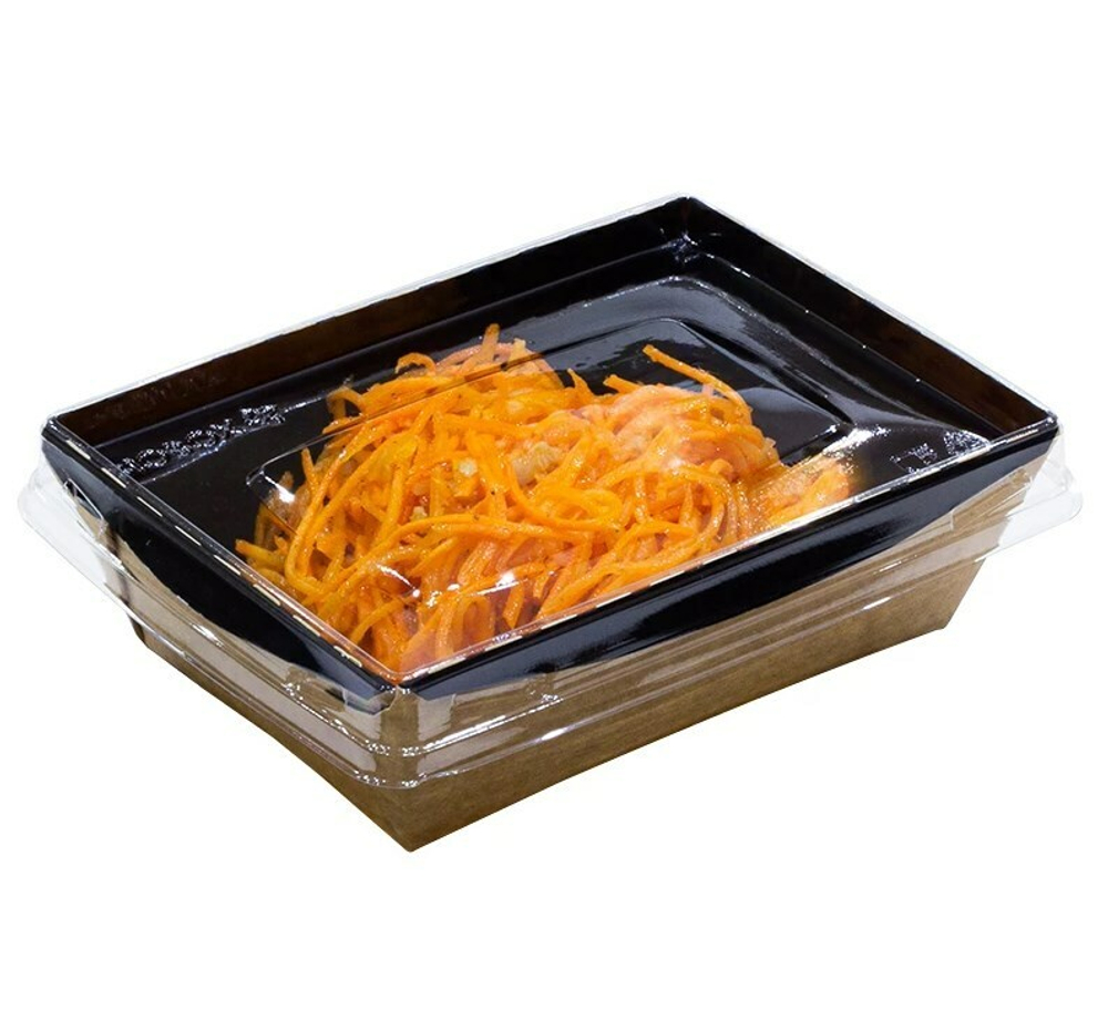 Контейнер бумажный Crystal Box Black 400мл с прозрачной крышкой 100х140х45мм