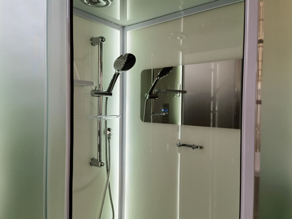 Душевая кабина Esbano (Эсбано) ES-L129CKR, с низким поддоном, с электрикой и LED освещением, 120х90х210