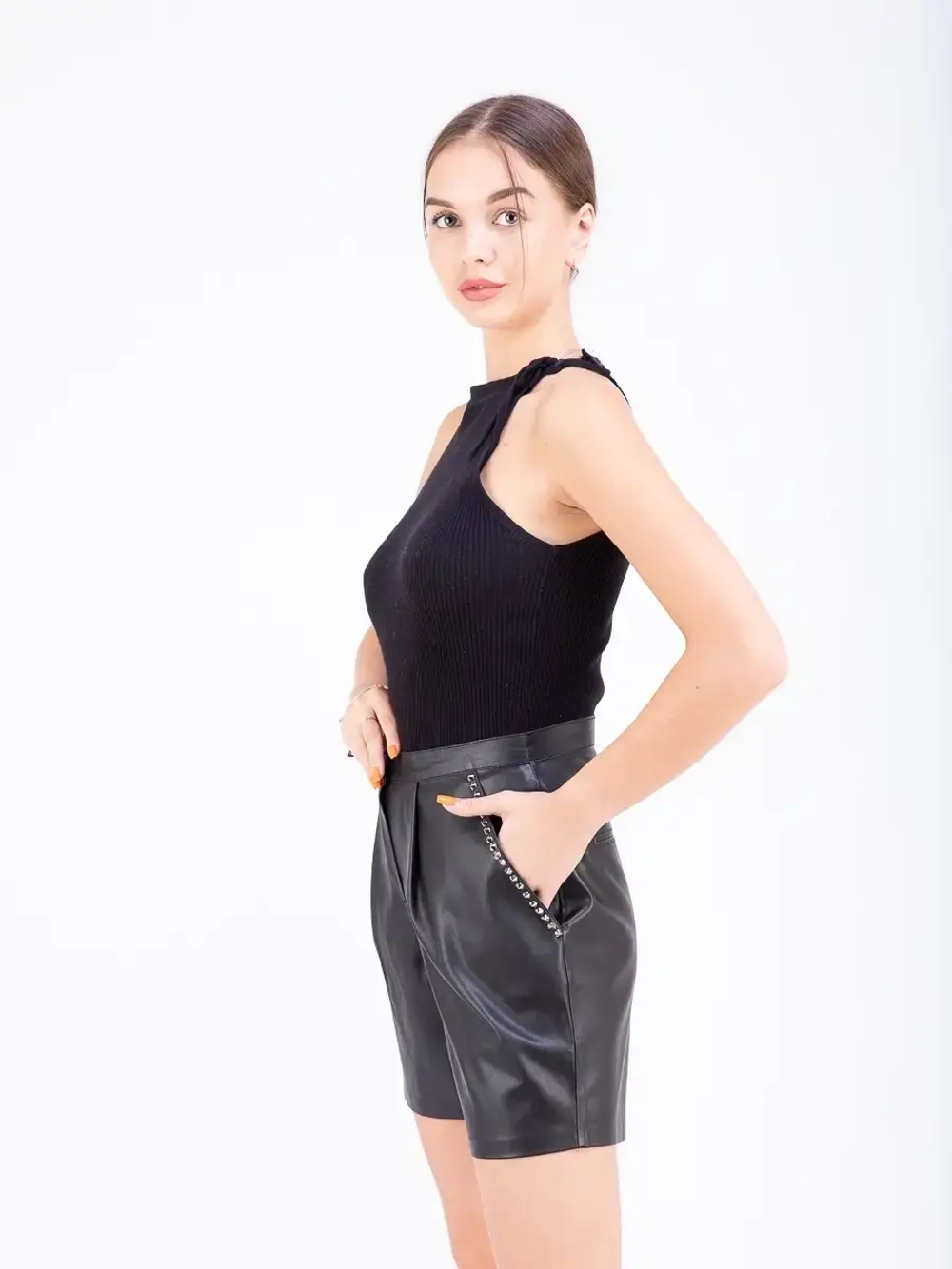 Шорты женские кожаные, шорты из экокожи