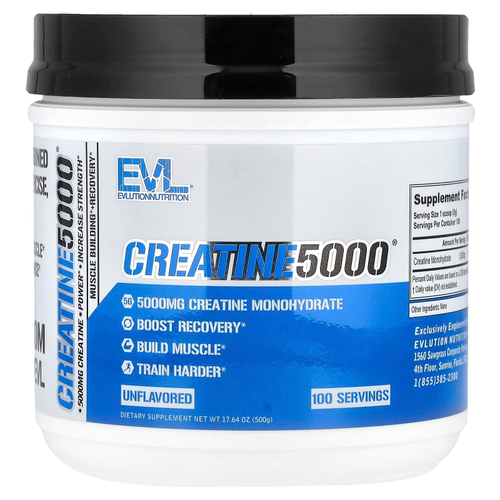 EVLution Nutrition, Creatine5000®, без добавок, 500 г (17,64 унции)