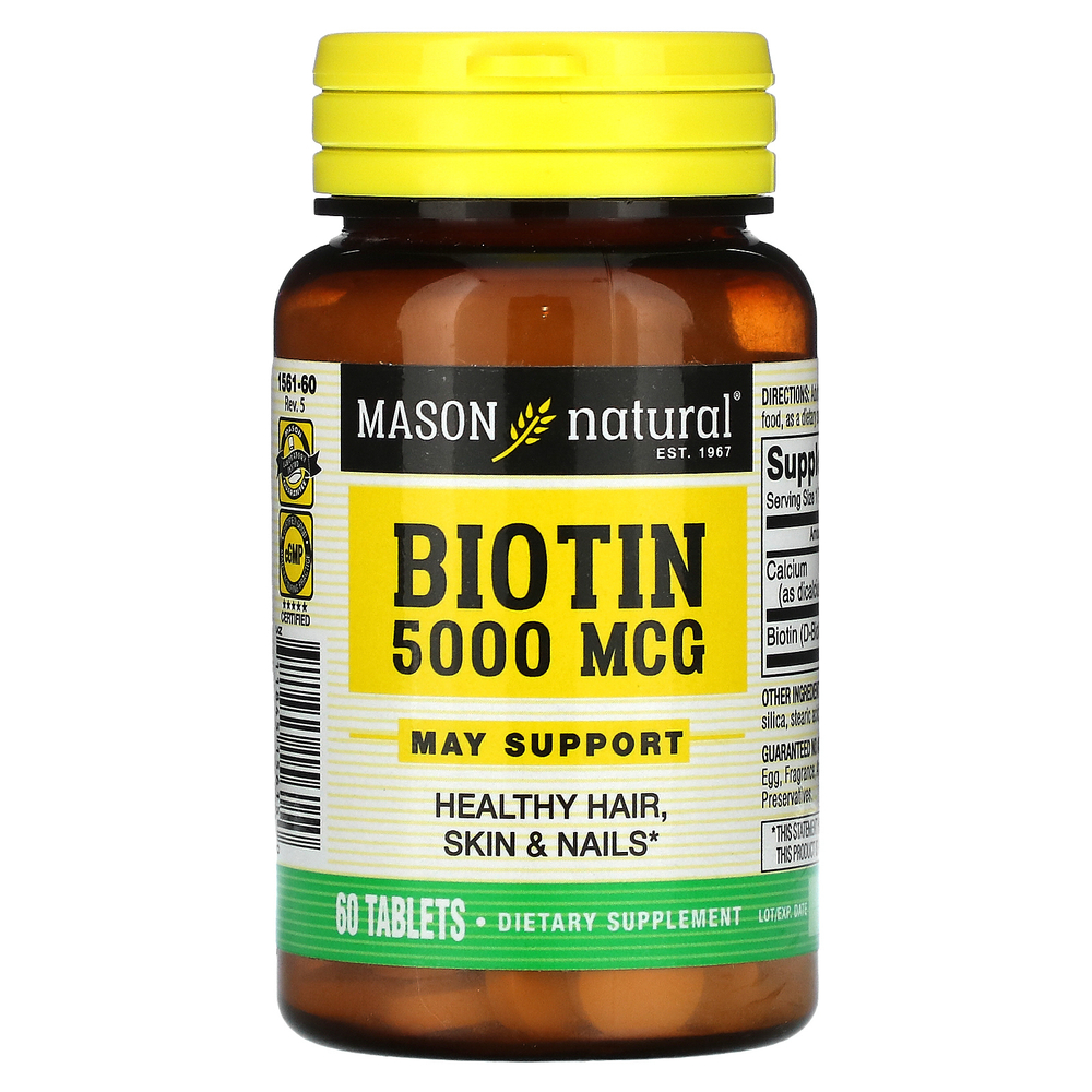 Mason Natural, Биотин, 5000 мкг, 60 таблеток