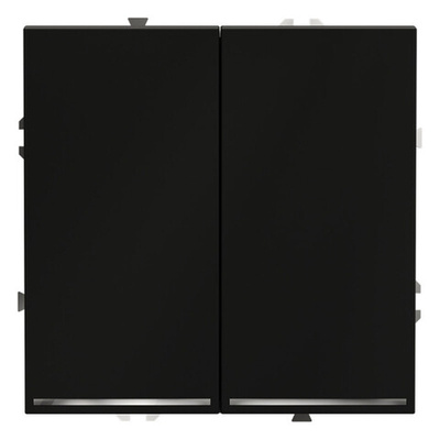 Выключатель встраиваемый VOLTUM S70 двухклавишный с подсветкой 10А, (черный матовый)