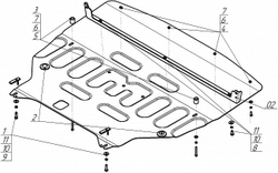 Защита стальная 2 мм; Д;КПП; Exeed TXL; VX; с 2021 г MOTODOR.79005