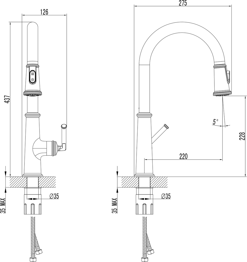 Смеситель для кухни Domaci Римини D569182BK черный