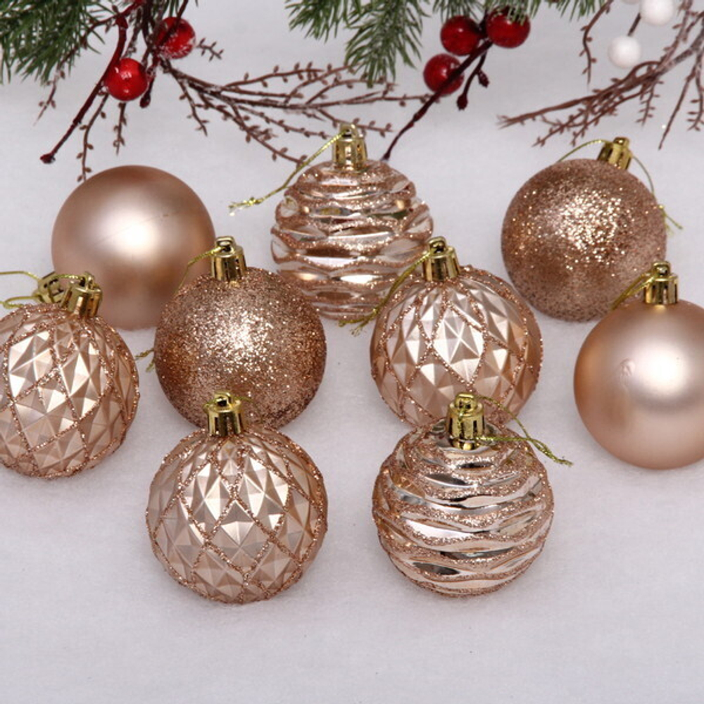 Набор шаров «Diamond shine» 6 см (9 предметов), шампань