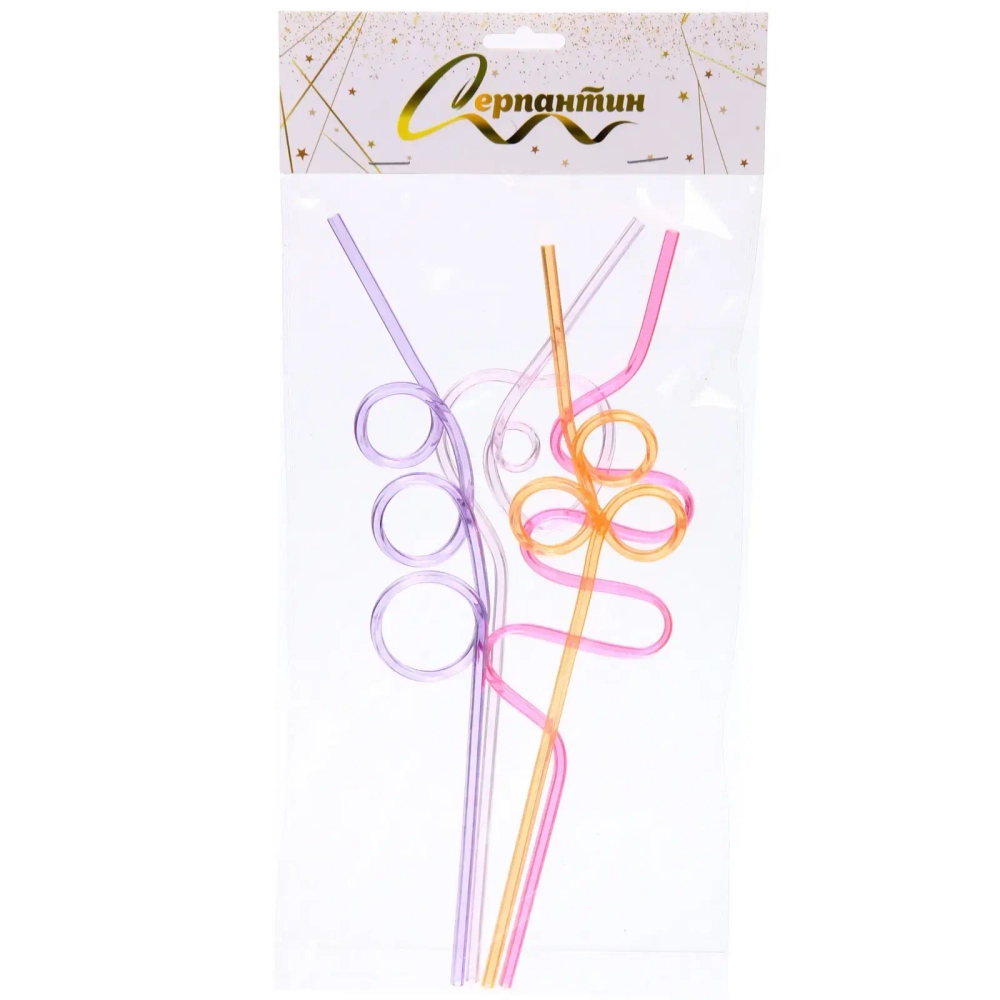 Трубочка для коктейля «Неоновый вихрь» (набор 4 шт), микс цветов