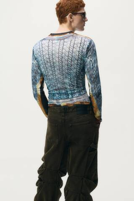 H&M - Glenn Martens Топ из сетки с принтом, синий