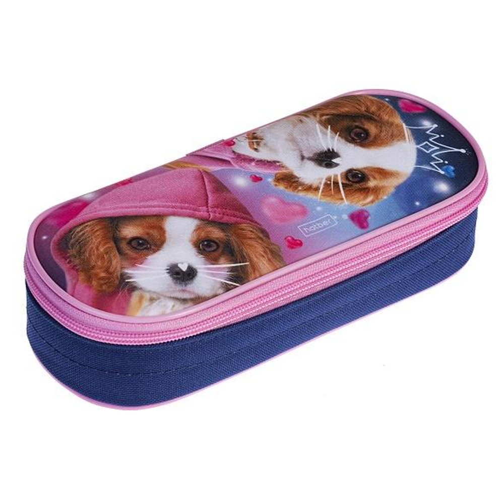 Пенал 220х90х50мм с карманом на молнии "Милый щенок" (Хатбер)