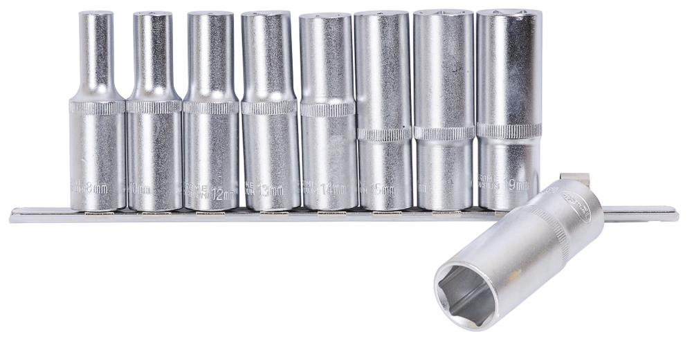 Набор головок глубоких 1/2" 9 пр. 6 гр. 822 мм на планке