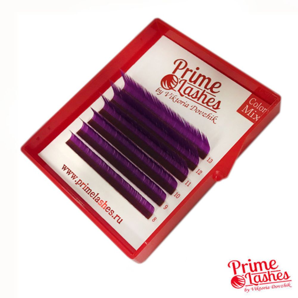 Фиолетовые темные ресницы Prime Lashes MIX - 6 линий