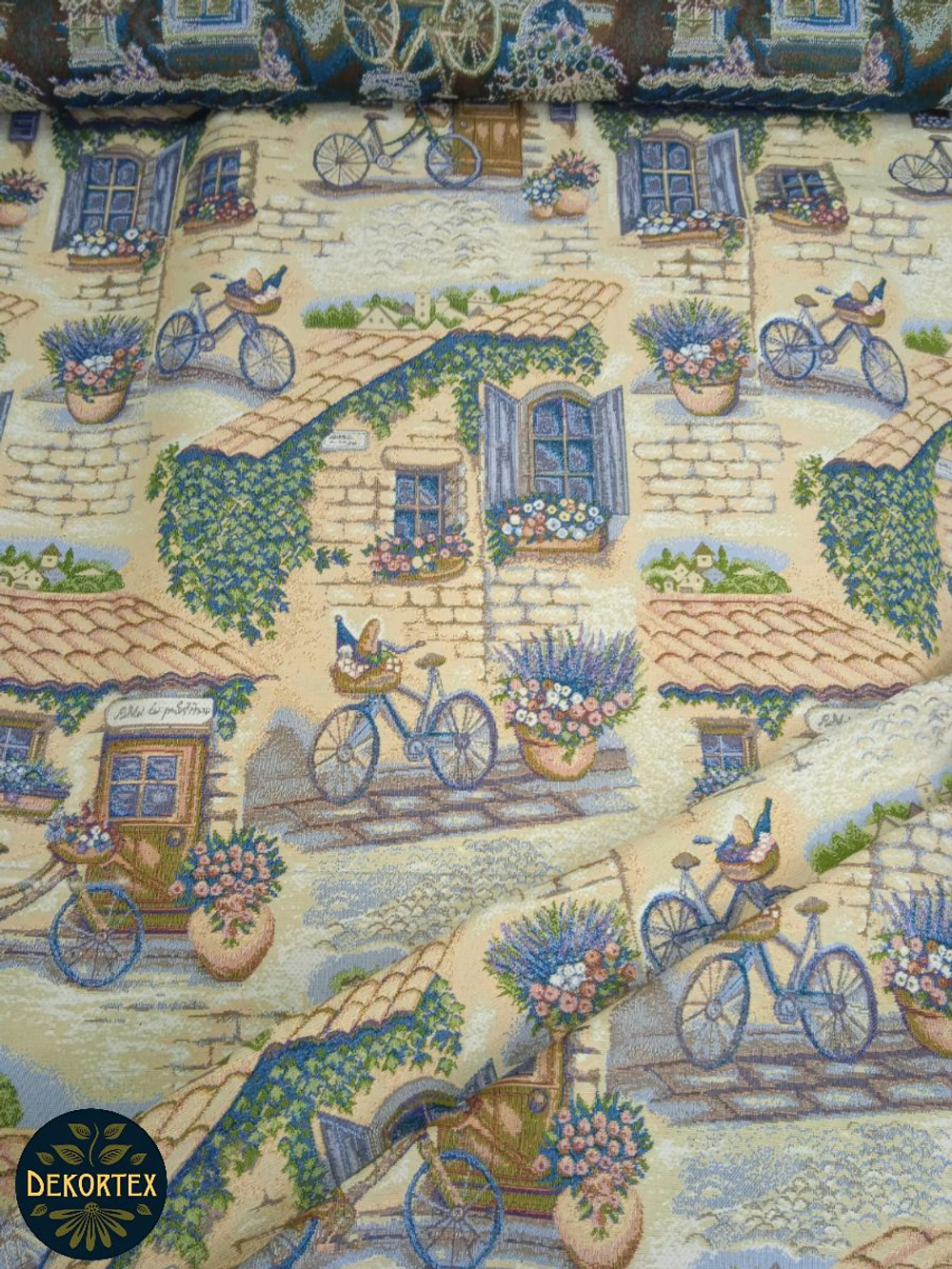 Мебельная ткань гобелен на отрез "Велосипеды" (ширина 160 см) цена за п/метр