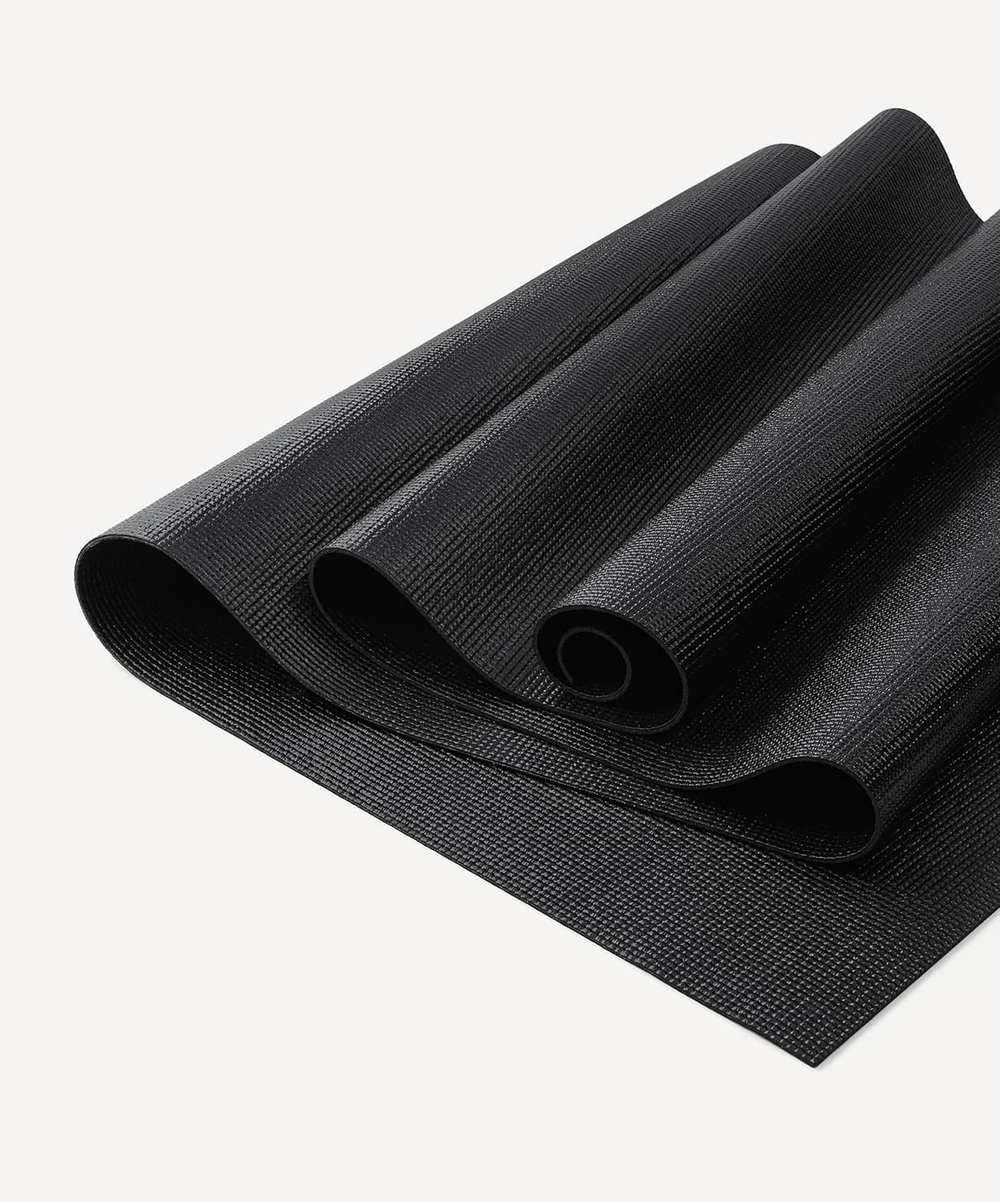 Коврик для йоги и фитнеса FM-101, PVC, 183x61x0,3 см, черный